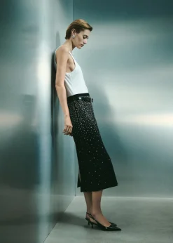 MANGO Spódnice*Spódnica midi ze strasem