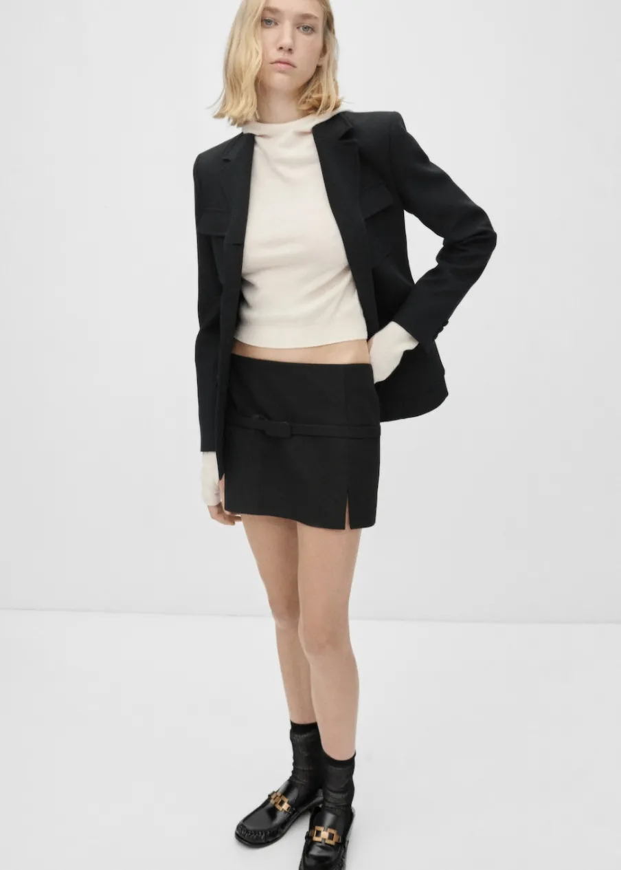 MANGO Spódnice*Spódnica mini z paskiem i rozcięciem