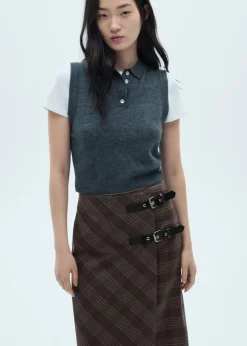 MANGO Spódnice*Spódnica w kratę z podwójnym paskiem