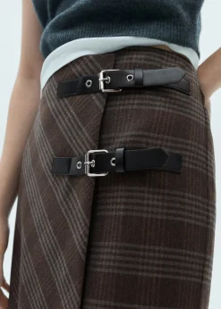 MANGO Spódnice*Spódnica w kratę z podwójnym paskiem