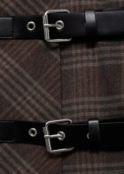 MANGO Spódnice*Spódnica w kratę z podwójnym paskiem