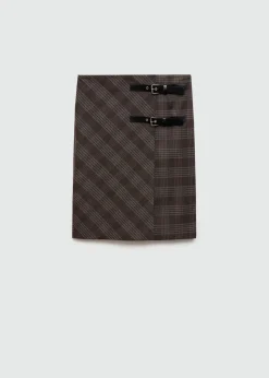 MANGO Spódnice*Spódnica w kratę z podwójnym paskiem