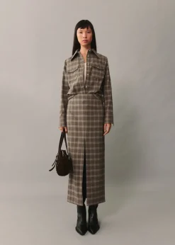 MANGO Spódnice*Spódnica w kratę z rozcięciem