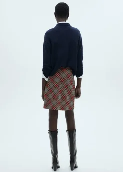 MANGO Spódnice*Spódnica w kratkę z koronkowym wykończeniem