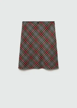 MANGO Spódnice*Spódnica w kratkę z koronkowym wykończeniem