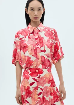 MANGO Spódnice*Spódnica w kwiaty z falbankami