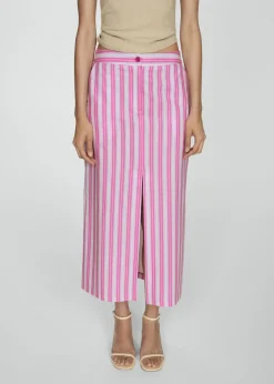 MANGO Spódnice*Spódnica w paski z rozcięciem