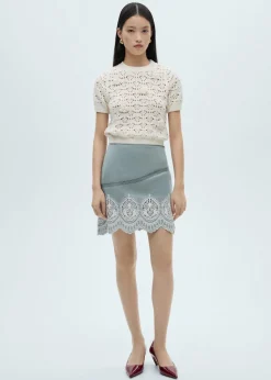 MANGO Spódnice*Spódnica z bawełny z haftowanym dołem