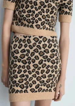 MANGO Spódnice*Spódnica z dzianiny w lamparcie cętki