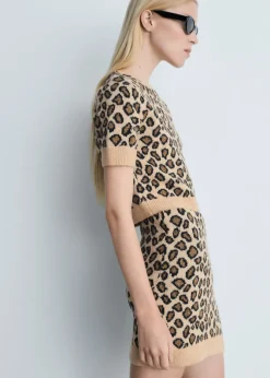 MANGO Spódnice*Spódnica z dzianiny w lamparcie cętki