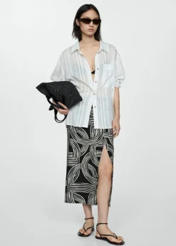 MANGO Spódnice*Spódnica z nadrukiem i rozcięciem