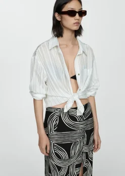 MANGO Spódnice*Spódnica z nadrukiem i rozcięciem