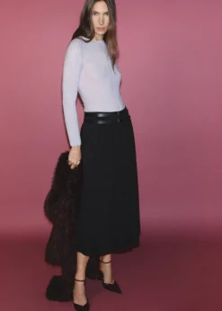 MANGO Spódnice*Spódnica z zakładami i podwójnym paskiem