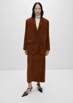 MANGO Spódnice|Skóra*Spódnica zamszowa z rozcięciem