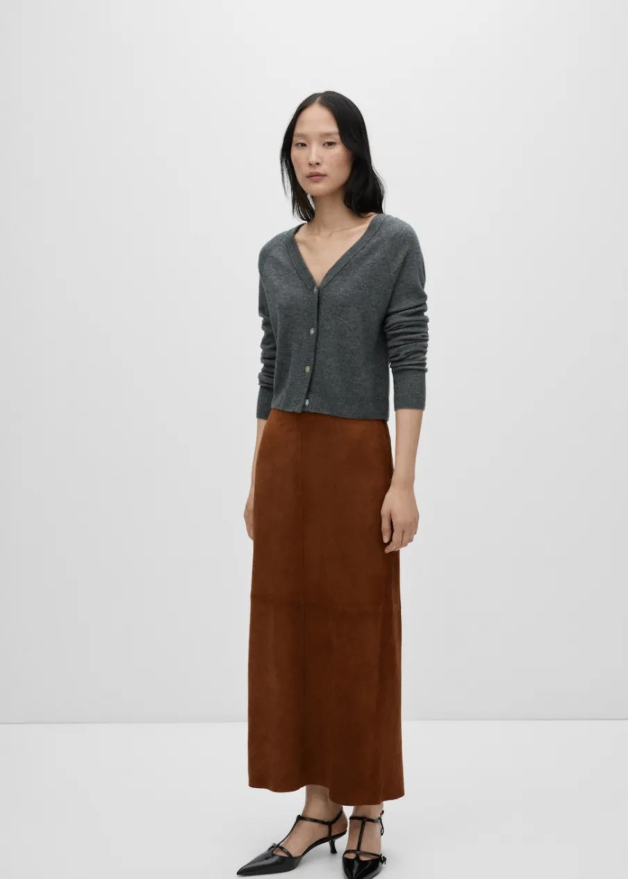 MANGO Spódnice|Skóra*Spódnica zamszowa z rozcięciem