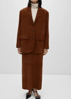 MANGO Spódnice|Skóra*Spódnica zamszowa z rozcięciem