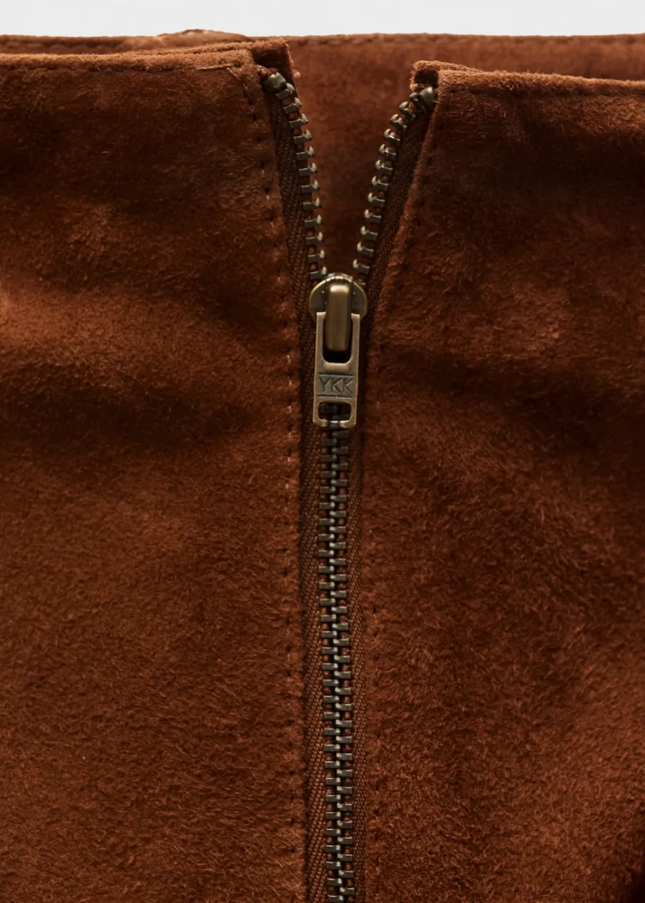 MANGO Spódnice|Skóra*Spódnica zamszowa z rozcięciem