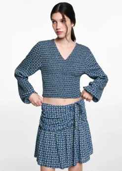 MANGO Spódnice*Spódnica ze wzorem i marszczeniem