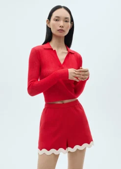 MANGO Krótkie Spodenki*Spodenki bawełniane z kontrastowym wykończeniem