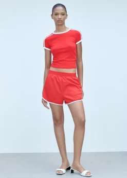 MANGO Krótkie Spodenki*Spodenki o prostym kroju z kontrastowym zakończeniem