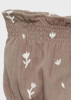 Dzieci MANGO Bermudy*Spodenki z kwiatowym haftem