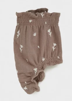 Dzieci MANGO Bermudy*Spodenki z kwiatowym haftem