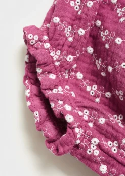 Dzieci MANGO Bermudy*Spodenki z kwiatowym haftem