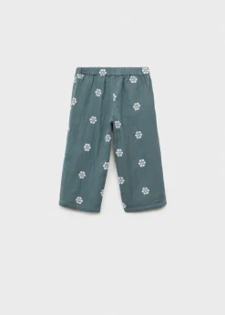 Dzieci MANGO Spodnie*Spodnie bawełniane haftowane