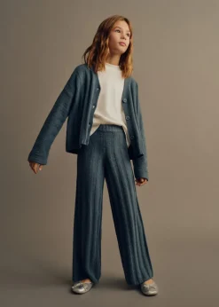 Dzieci MANGO Spodnie*Spodnie o prostym kroju z prążkowanej dzianiny