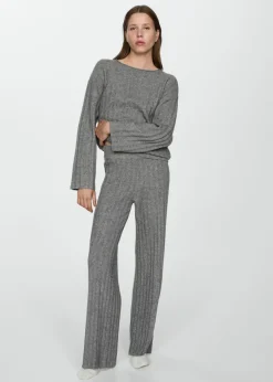 MANGO Spodnie|Piżamy*Spodnie o prostym kroju z prążkowanej dzianiny