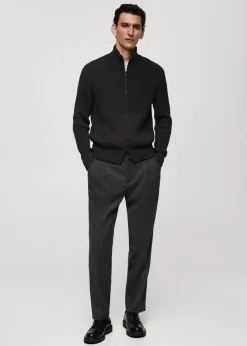 MANGO Spodnie*Spodnie regular fit z zaszewkami ściągane troczkami