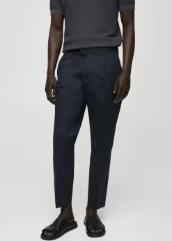 MANGO Spodnie*Spodnie slim fit z bawełny z zaszewkami