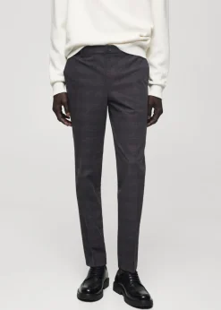 MANGO Spodnie*Spodnie slim fit z bawełny w szkocką kratę