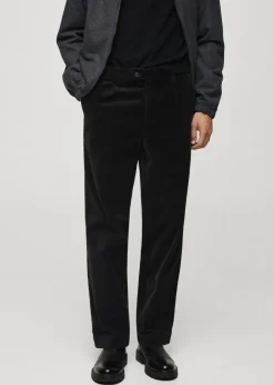 MANGO Spodnie*Spodnie sztruksowe straight fit z zakładkami