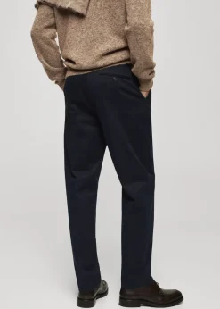 MANGO Spodnie*Spodnie z zakładkami z bawełnianego diagonalu