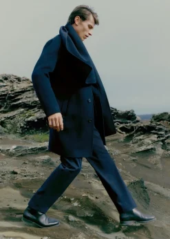 MANGO Spodnie*Spodnie z zakładkami z bawełnianego diagonalu