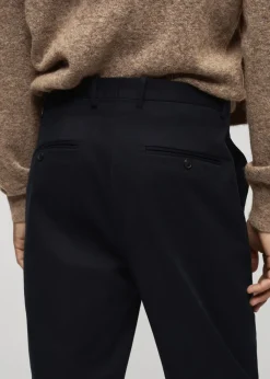 MANGO Spodnie*Spodnie z zakładkami z bawełnianego diagonalu