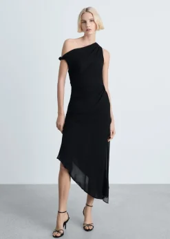 MANGO Sukienki I Kombinezony*Sukienka asymetryczna z drapowaniem