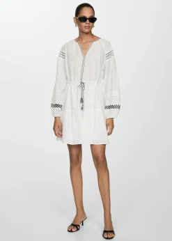 MANGO Sukienki I Kombinezony*Sukienka bawełniana z haftowanymi motywami