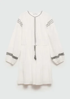 MANGO Sukienki I Kombinezony*Sukienka bawełniana z haftowanymi motywami