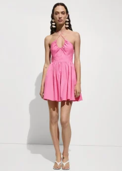 MANGO Sukienki I Kombinezony*Sukienka bawełniana ze szczypankami na dekolcie