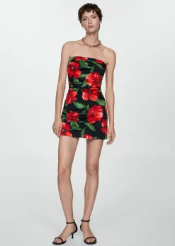 MANGO Sukienki I Kombinezony*Sukienka bez ramiączek w kwiaty