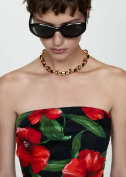 MANGO Sukienki I Kombinezony*Sukienka bez ramiączek w kwiaty