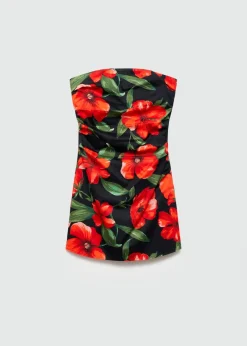 MANGO Sukienki I Kombinezony*Sukienka bez ramiączek w kwiaty