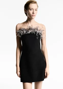 MANGO Sukienki I Kombinezony*Sukienka bez ramiączek z piórami