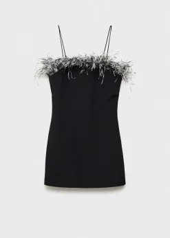 MANGO Sukienki I Kombinezony*Sukienka bez ramiączek z piórami