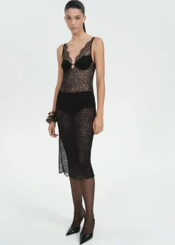 MANGO Sukienki I Kombinezony*Sukienka bieliźniana z gipiury