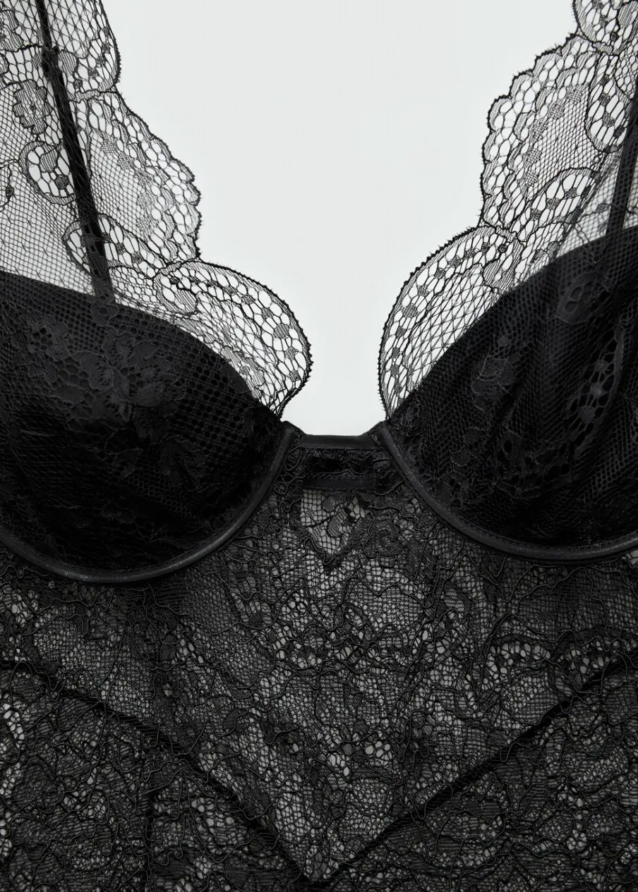 MANGO Sukienki I Kombinezony*Sukienka bieliźniana z gipiury