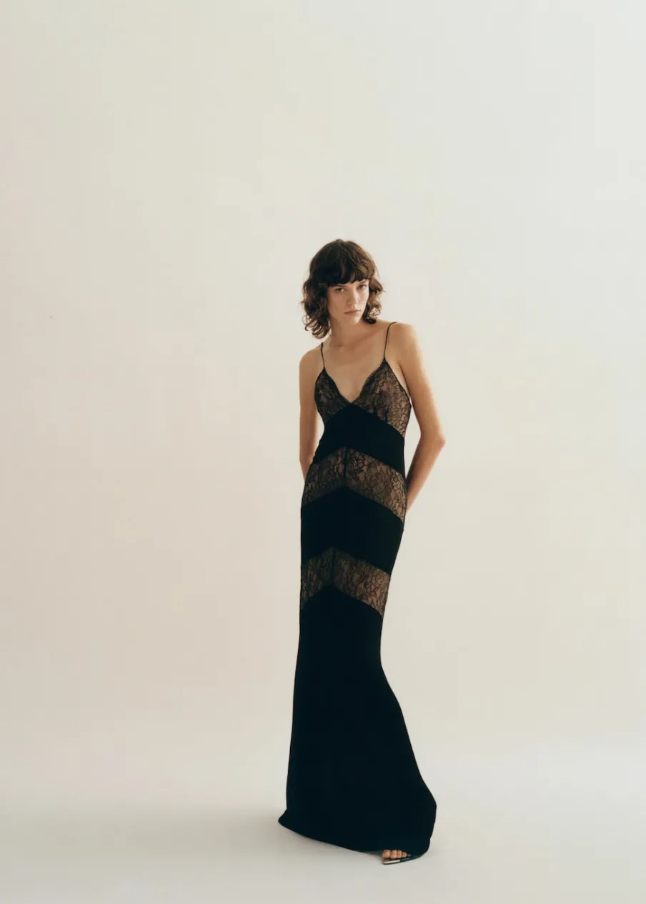 MANGO Sukienki I Kombinezony*Sukienka bieliźniana z koronkowymi wstawkami