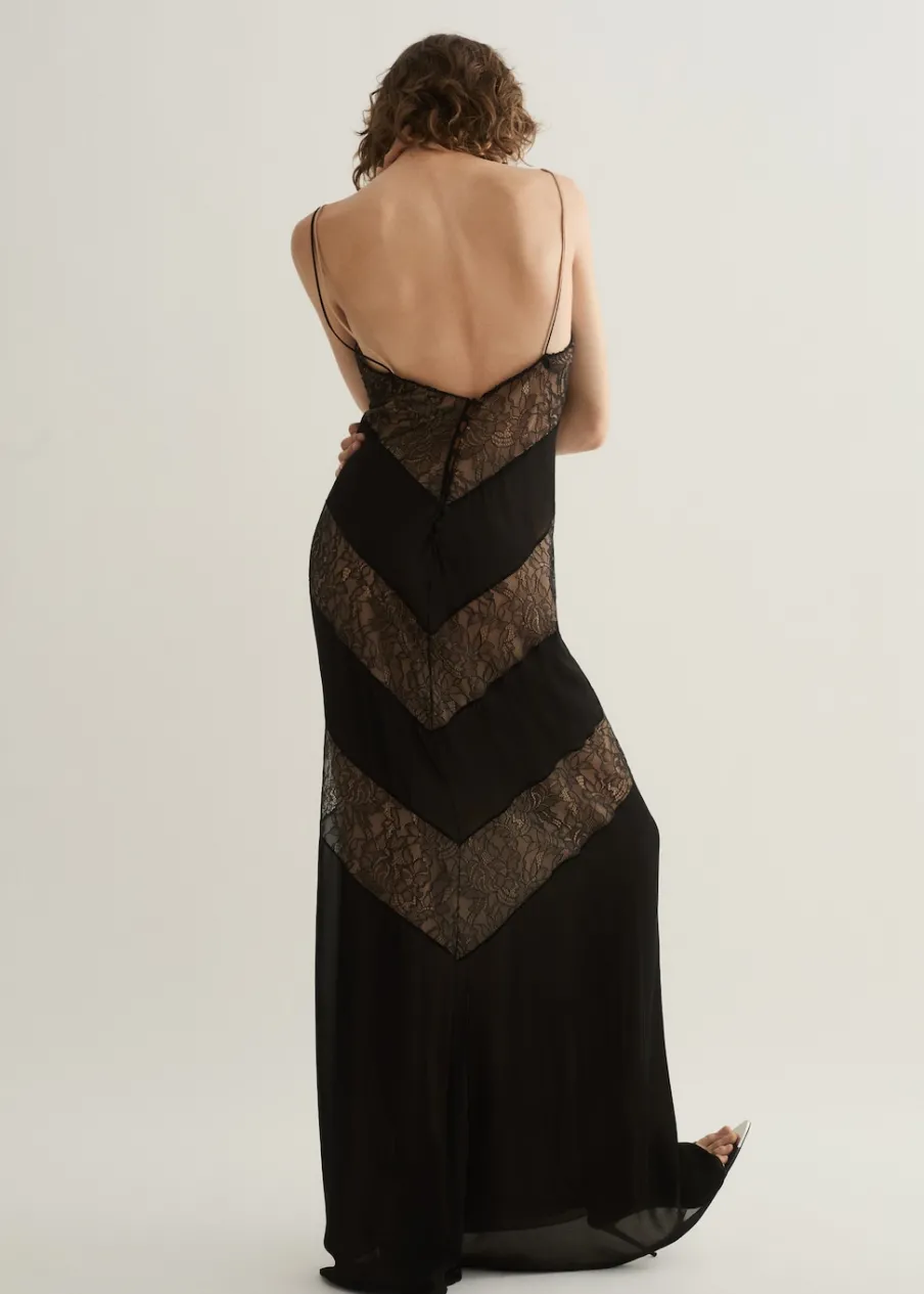 MANGO Sukienki I Kombinezony*Sukienka bieliźniana z koronkowymi wstawkami